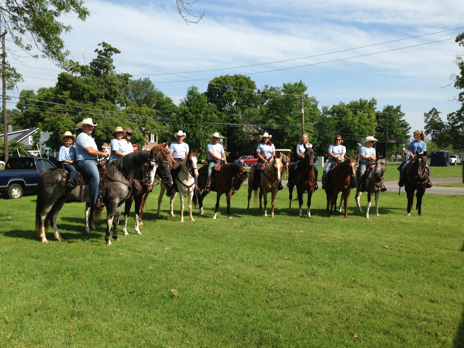 A group of riders and horses at Stecoah Stables